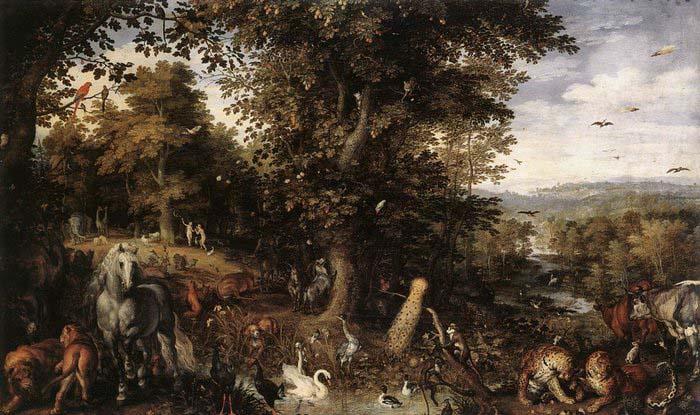 BRUEGHEL, Jan the Elder Garden of Eden 1612 Oil on copper